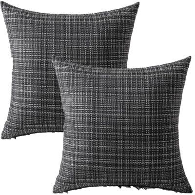 Red Set Of 2 Waterproof Textured Woven Throw Pillow covers AND inserts– Outdoor & Indoor Rectangle  12"x20"