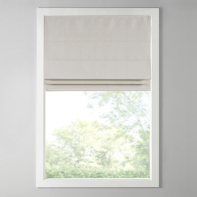 Galen Ivory Basketweave Cordless Room Darkening Single 29x64" Roman Shade