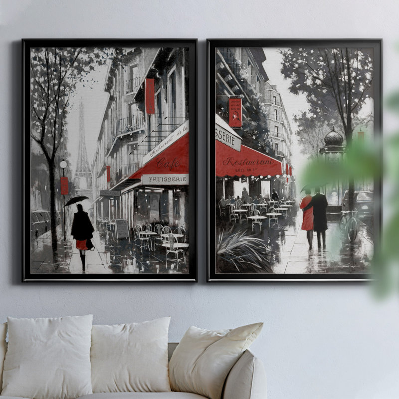«Rainy Paris I», ensemble de 2 reproductions d'art, Pas de tapis, H 31,5 po x l 47 po x P 1,5 po