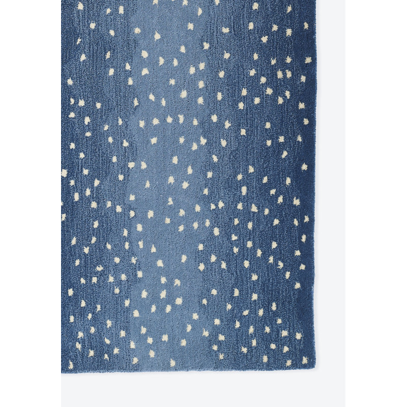 Wool Abstract Area Rug in Blue/White, Rectangle 2' x 3'