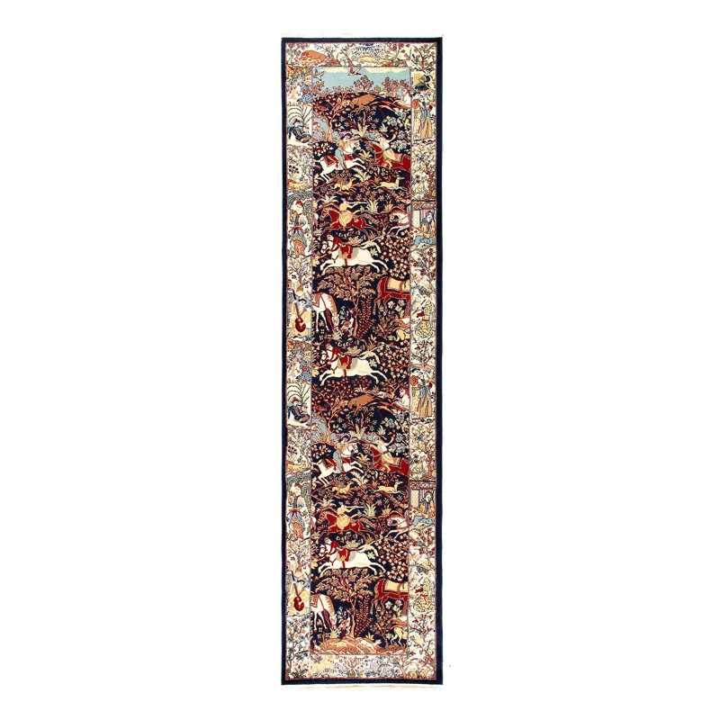 Navy Hunting Design Wool Runner 3'x 13'