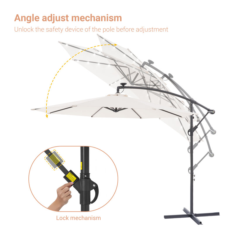 Parasol en porte-à-faux 10 pi Atanase, Kaki