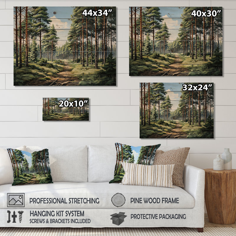 «Pine Tree Whispering Pines I» sur impression sur bois, H 24 po x l 32 po x P 0,78 po
