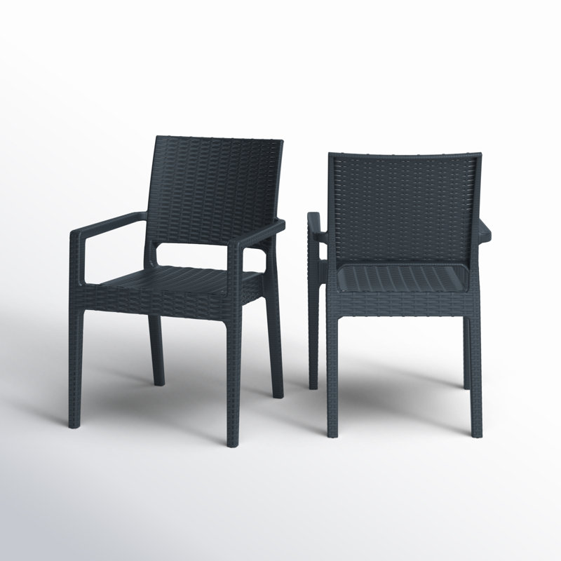 Fauteuil de salle à manger empilable Hela, Gris foncé