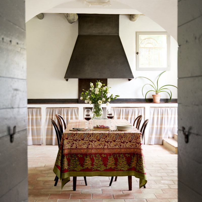 Noel Handmade Floral Tablecloth, 142" x 71"