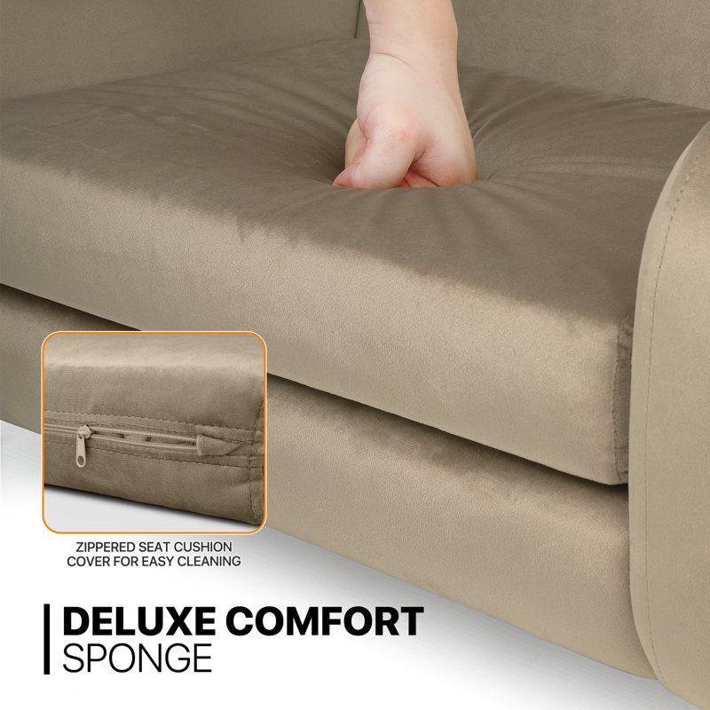 Light Brown Velvet Elevated Pet Sofa with Removable Cushion