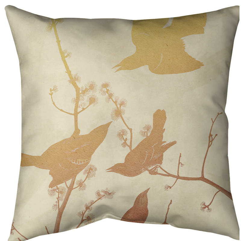 Coussin starling à oreilles, 16 po x 1 po, Jaune / dégradé orange, Sergé de coton
