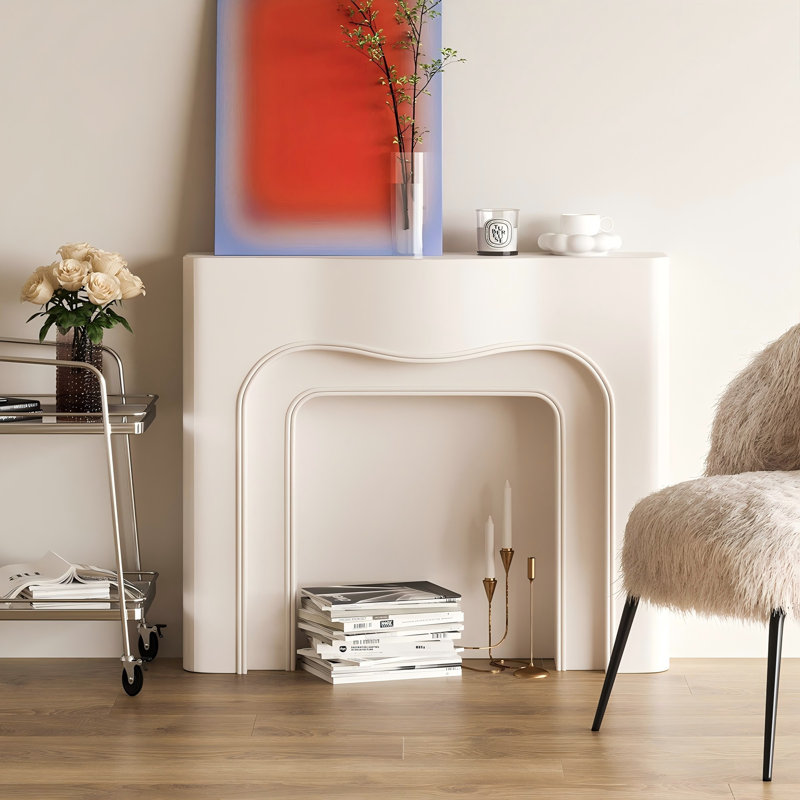 Manteau de cheminée moderne minimaliste blanc 41,73 "
