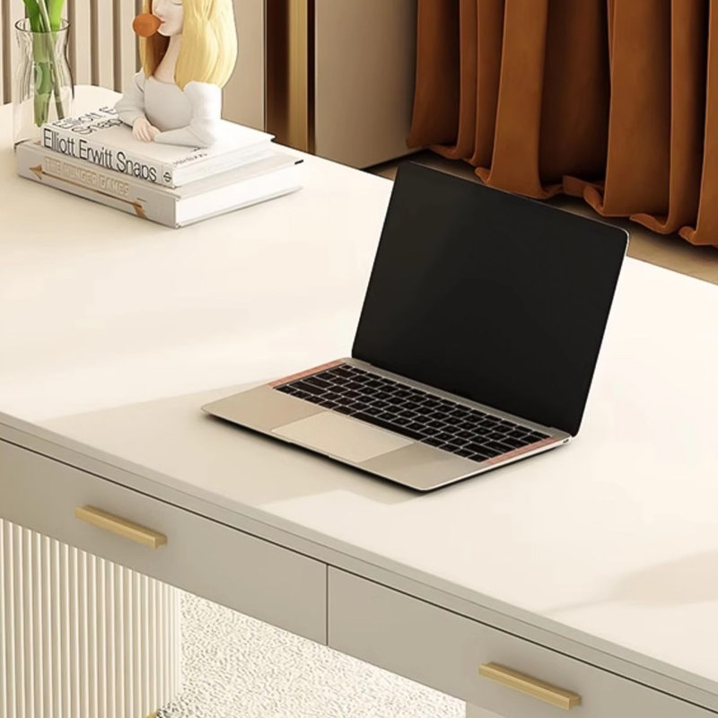 Bureau rectangulaire moderne en pierre frittée de style moderne minimaliste, H 29,53 po x l 55,12 po x P 27,56 po