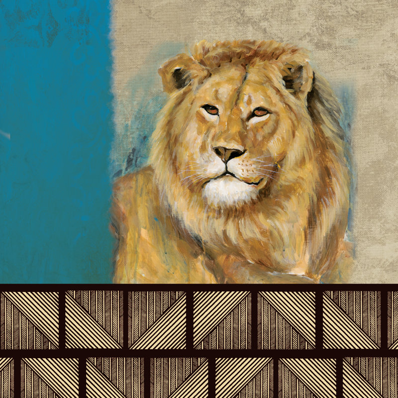 Royal Blue Lion - Wrapped Canvas Painting, 30cm H x 30cm W x 3.8cm D