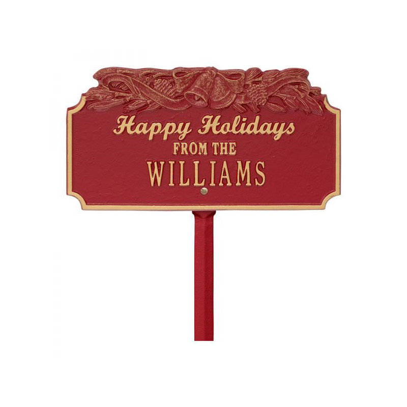 Happy Holidays Garden Stake, Red/White, Yes