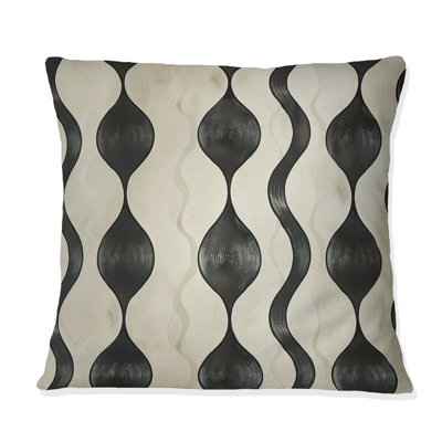 Coussin décoratif noir Midgeury Ogee Print III - Mid-Century