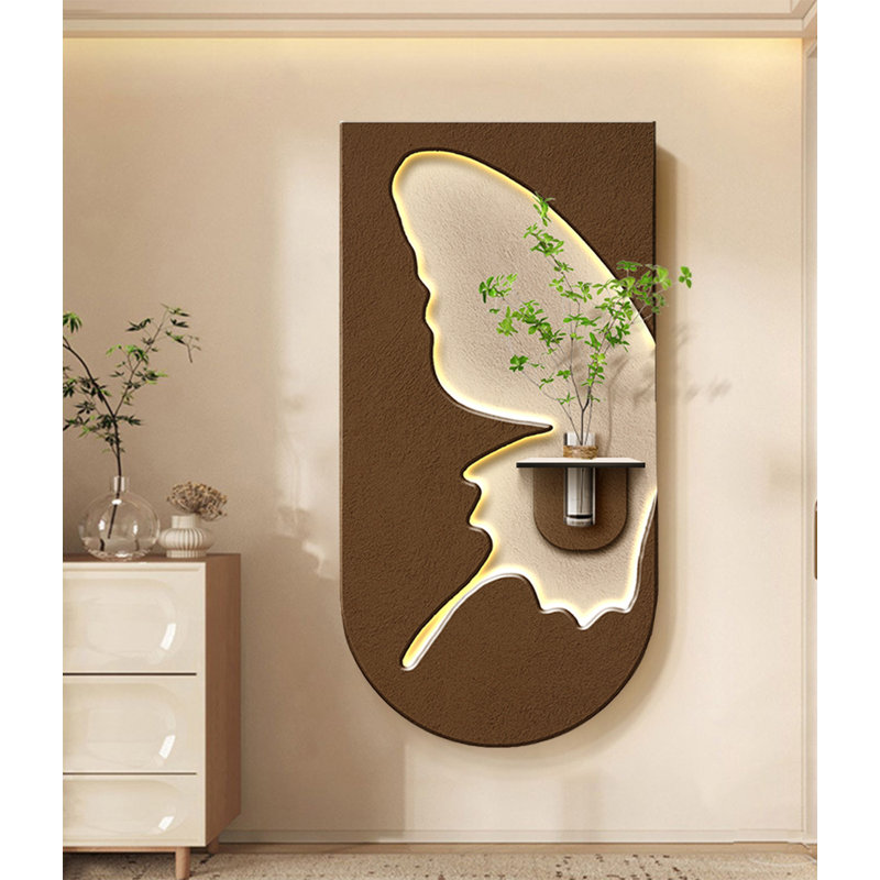 Décoration murale plante zen de style grès hydroponique, H 47,24 po x l 23,62 po x P 1,57 po, Beige