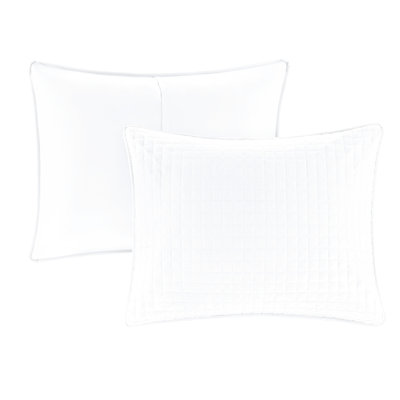 3 Piece Quilt Reversible Queen White - Square Check Pattern, , Washable Fabric Filling,