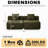 2-Seat Sectional Sofa with 2 pillows