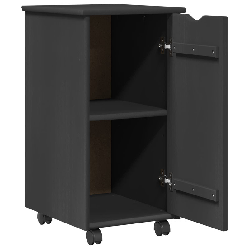 34 cm W Solid Wood Filing Cabinet, Grey