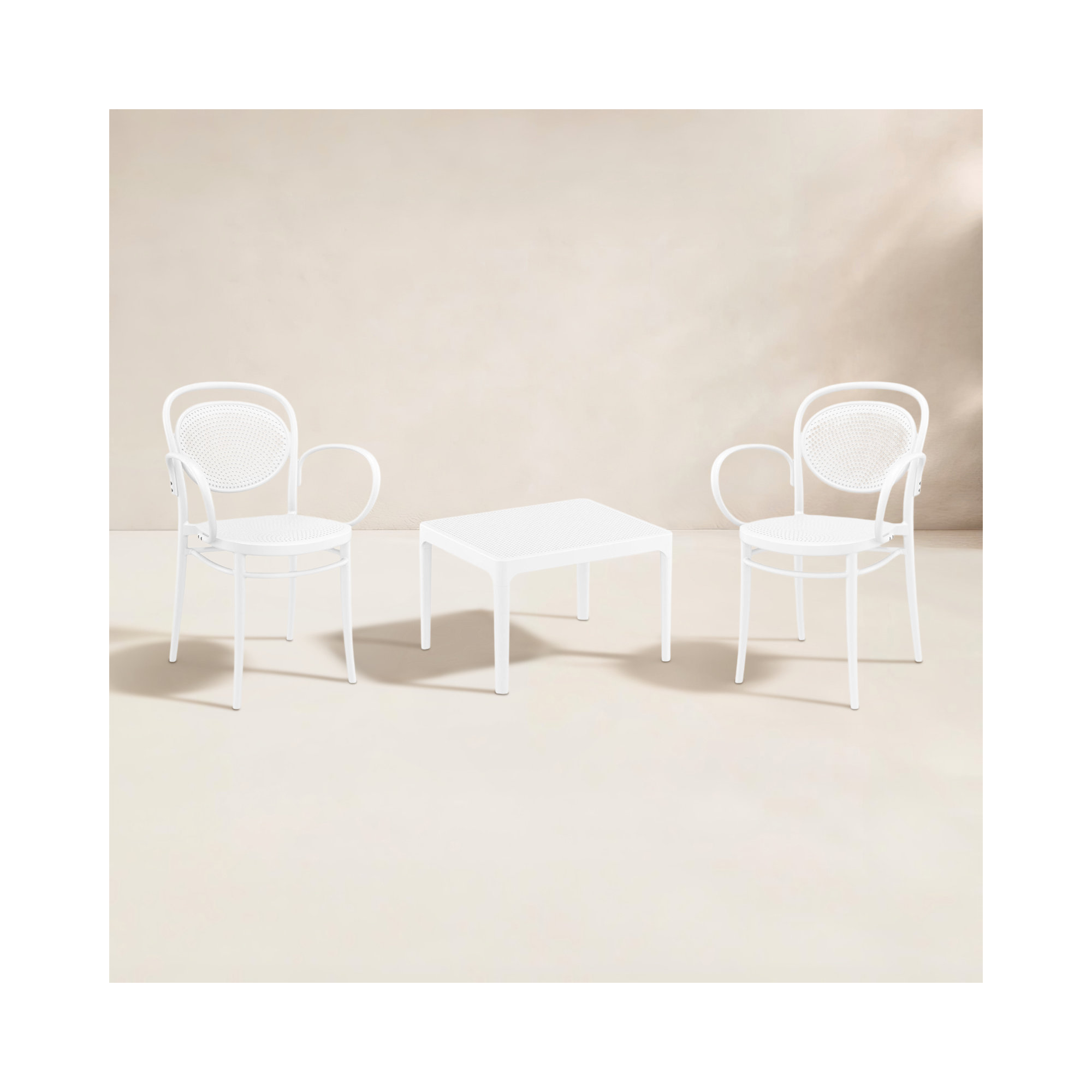 Farrah Marcel Armchair 2 Person Seating Set, White