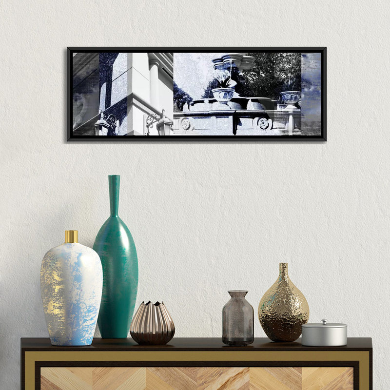 « architecture collage ii », reproduction d’impression sur toile tendue, H 12 po x l 36 po x P 1,5 po, Papier avec cadre noir