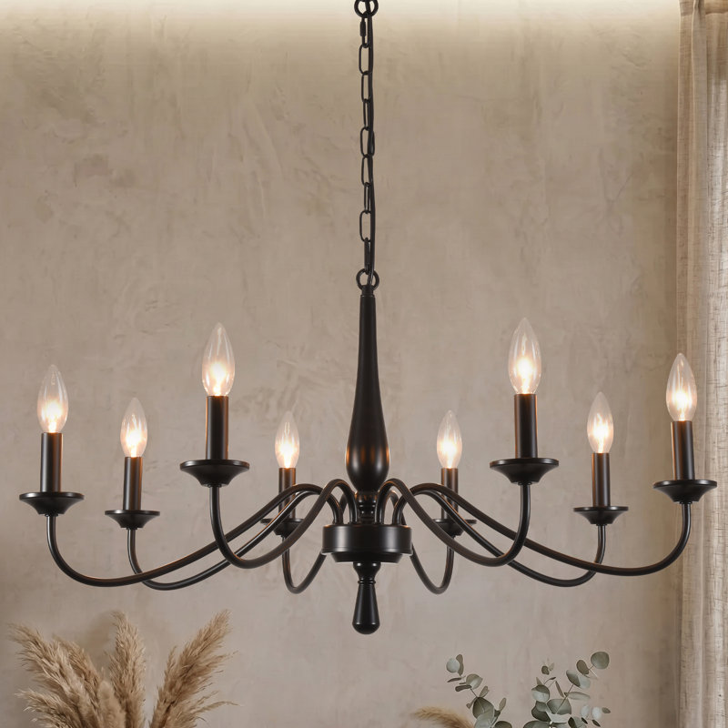 6-Light 27.83" Dimmable Classic Traditional Candle Style Chandelier, 8