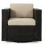 Fauteuil club pivotant d'extérieur moderne, brun foncé, beige et fer, siège de chaise amovible en tissu-155724760
