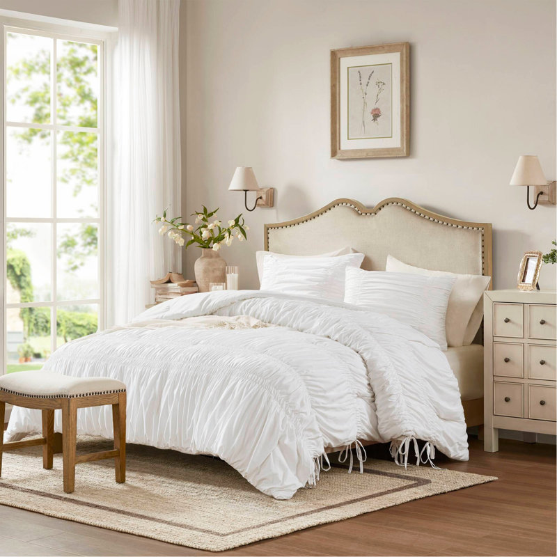 Ensemble d'édredon pour grand lit 3 pièces, Blanc