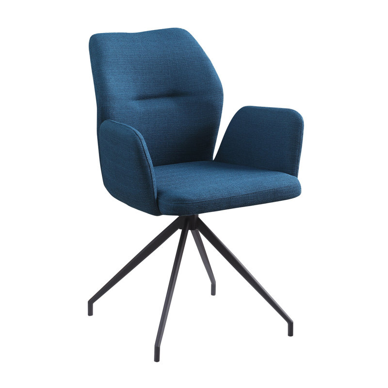 Morwenna 48cm H Polyester Upholstered Metal Upholstered Back Armchair, Blue