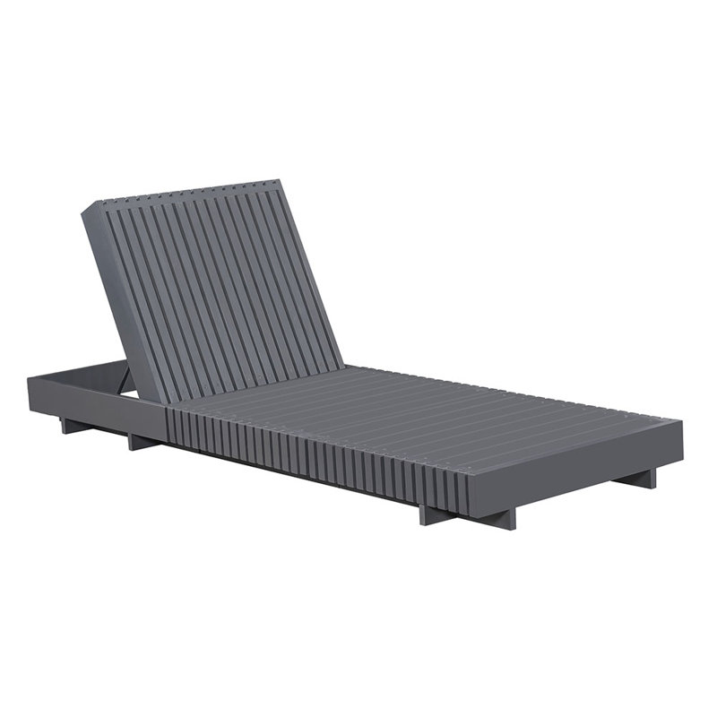 Acacia Solid Wood Outdoor Chaise Lounge with 3-Fold Water-Repellent Cushion, 400lbs Capacity,  Modern Patio Sun Lounger for Garden, Poolside