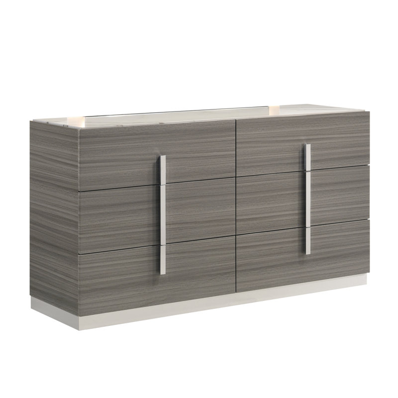 Hutcheson 6 Drawers Dresser Gray