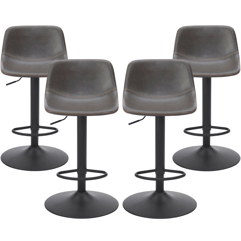 Ensemble de 2 tabourets de bar réglables, tabourets de bar pivotants de style Mid-Century, tabourets de bar industriels avec dossier et chaises de bar à hauteur de comptoir