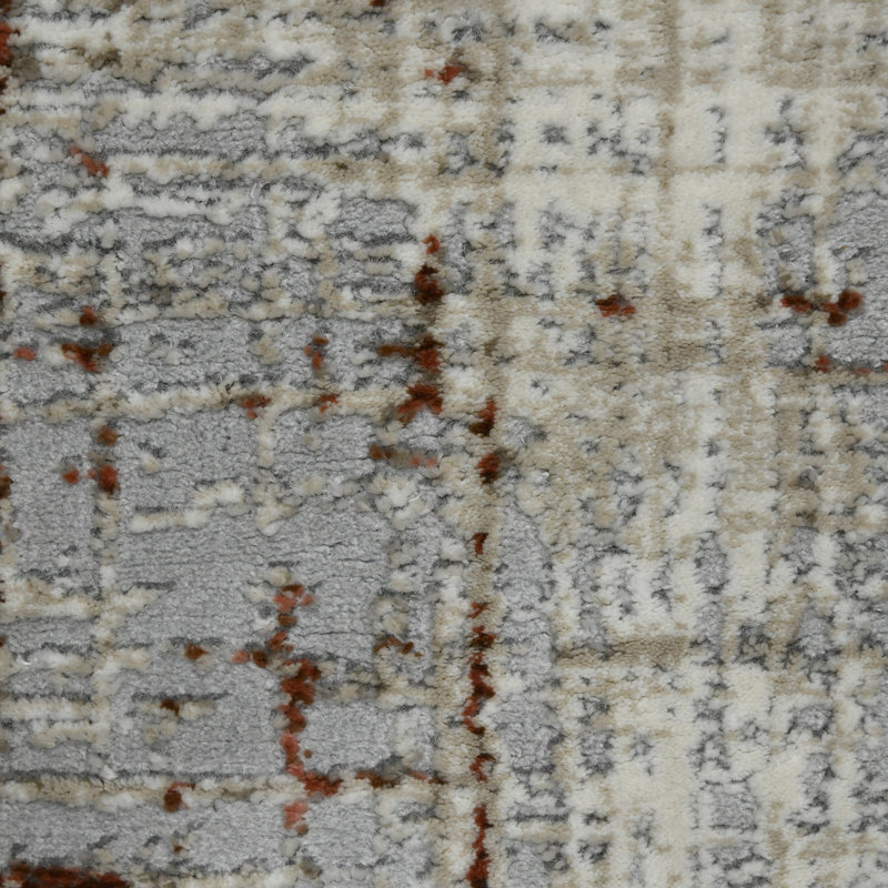 Elynna Transitional Abstract Durable Performance Red/Gray Area Rug, Rectangle 8'10" x 11'10"
