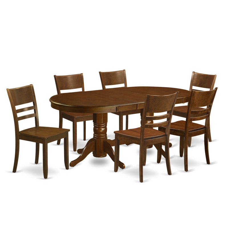 7 Piece Dining Set Consist of an Oval Dining Table with Butterfly Leaf and 6 Kitchen Chairs, Espresso