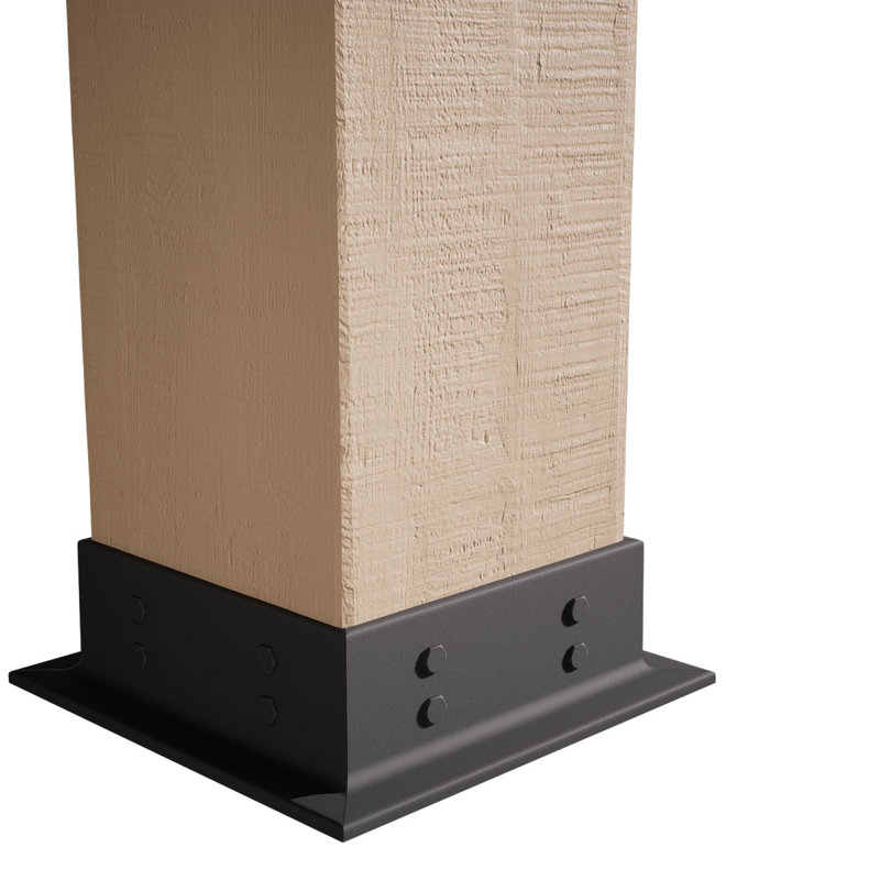 Enveloppe de colonne carrée Timberthane, H 96 po x l 8 po x P 8 po, Cèdre brut, Base et base en faux fer