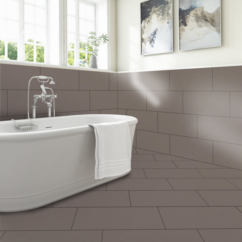 True Story 12'' W x 24'' L Porcelain Throughbody Singular Tile, Taupe