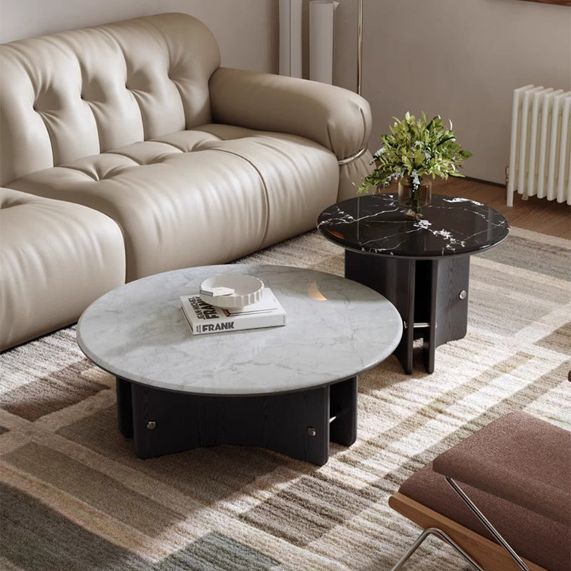 Round microcrystalline stone coffee table