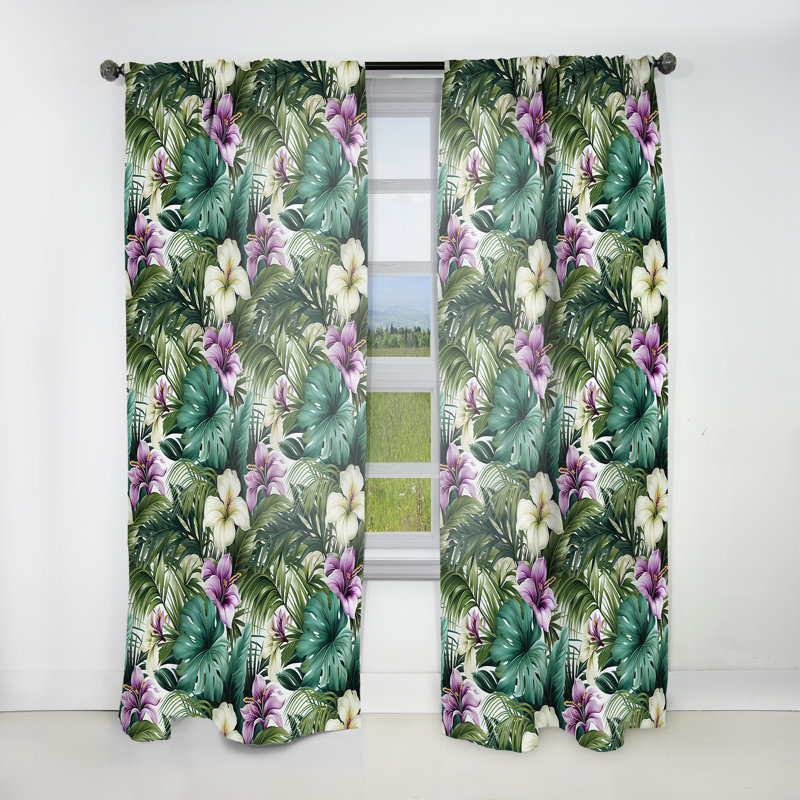 Palmier enchanté motif tropical I - Rideau en velours tropical - obscurcissant - 1 panneau, L 52 po x L 63 po