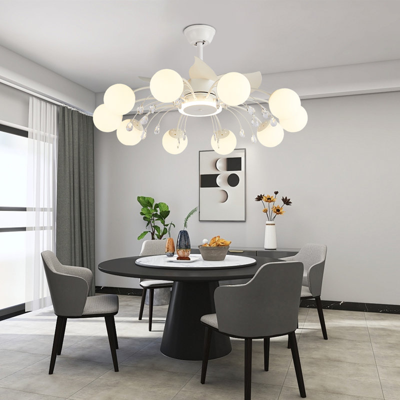 Ventilateur de plafond sans lame 39,4 "avec télécommande et 10 lumières, Blanc