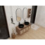 Meuble-lavabo de 48 po avec 2 lavabos en céramique et support de rangement, 4 portes à fermeture douce, montage flottant, contreplaqué (emballage KD)