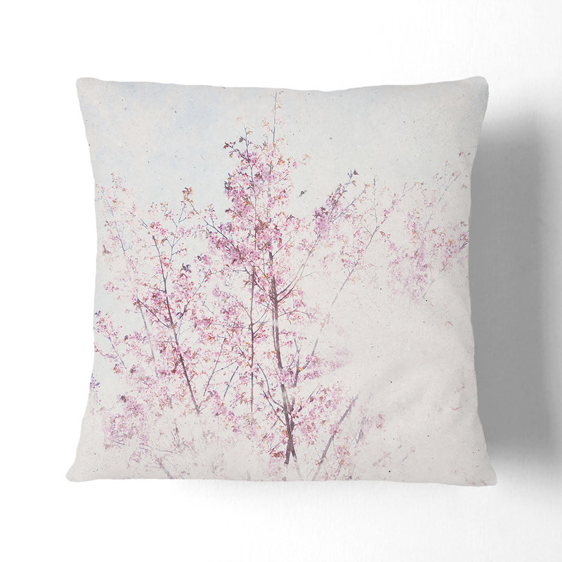 Japanese Cherry Tree in Spring Watercolour Cushion with Filling, 40cm H x 40cm W x 15cm D