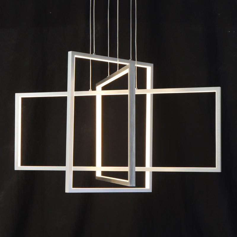 Lustre carré / rectangulaire à DEL 3 lumières Vollmer , Argent