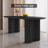 70.87" Modern Black Dining Table For 6,Oval Dining Room Table for Kitchen, Bar, Dining Room-210642519-201815936