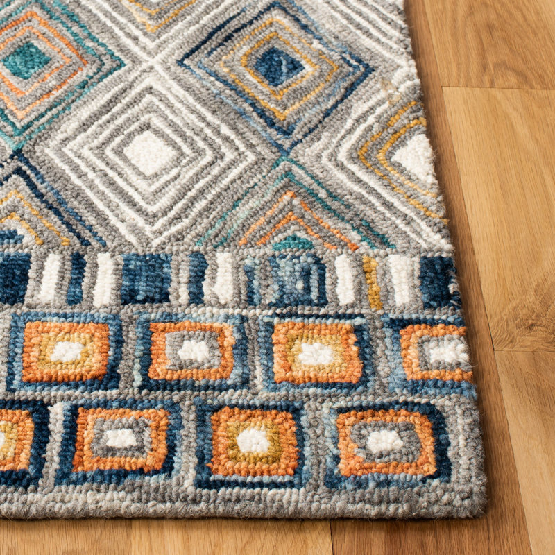 Tapis géométrique en laine touffeté à la main Deyoung, Rectangle 3 pi x 5 pi