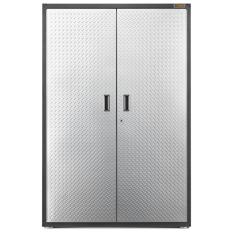 Single Storage Cabinet, Silver Tread/Black