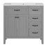Meuble-lavabo moderne de 36 pouces avec lavabo en céramique, armoire autoportante avec cadre en bois massif et tiroirs