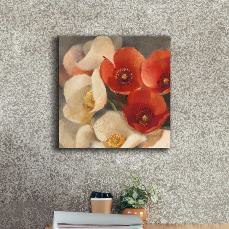 Poppies Bloom, art mural sur toile 3 po par Albena Hristova, 18 po x 18 po