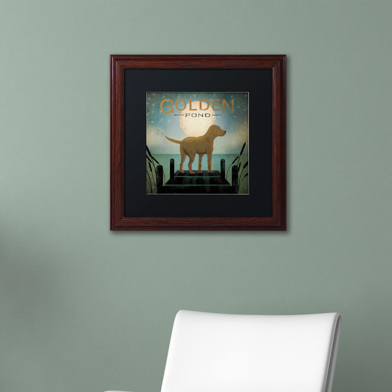 « oasis jaune dog golden pond » par ryan fowler, impression encadrée, H 16 po x l 16 po, Cadre brun, Noir