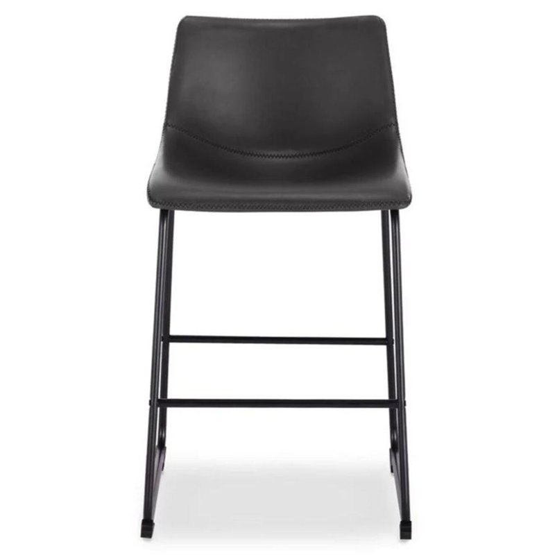 Tabouret en faux cuir Tenaris, Noir, Tabouret de comptoir (siège d'une hauteur de 26 p