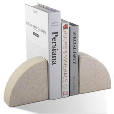 Natural Marble Bookends Set of 2, Arch Decorative Stone Book Holders