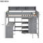 Lit mezzanine en bois avec plusieurs tablettes de rangement et garde-robe-2042621307