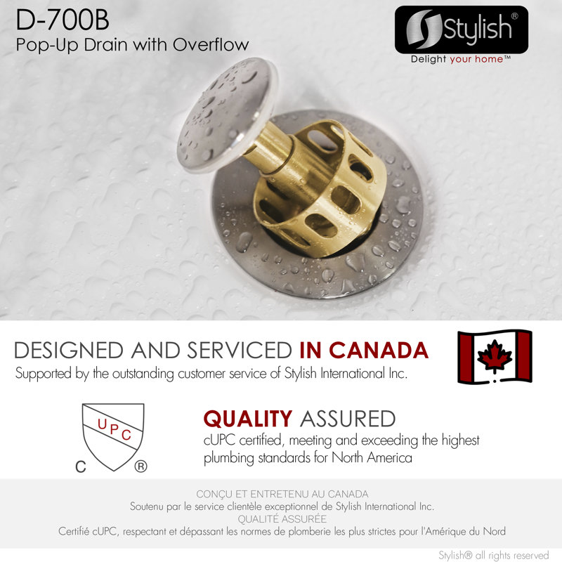 STYLISH Élan Pop-Up Bathroom Sink with Overflow, Brushed Nickle