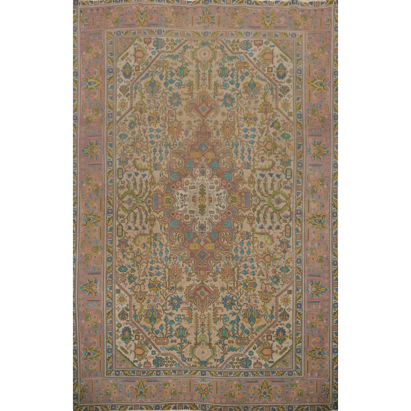 Tapis traditionnel rétro géométrique 9 x 13